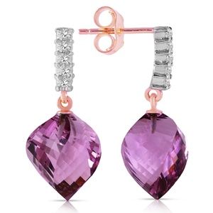 EARRINGS W DIAMONDS & BRIOLETTE TWISTED AMETHYSTS